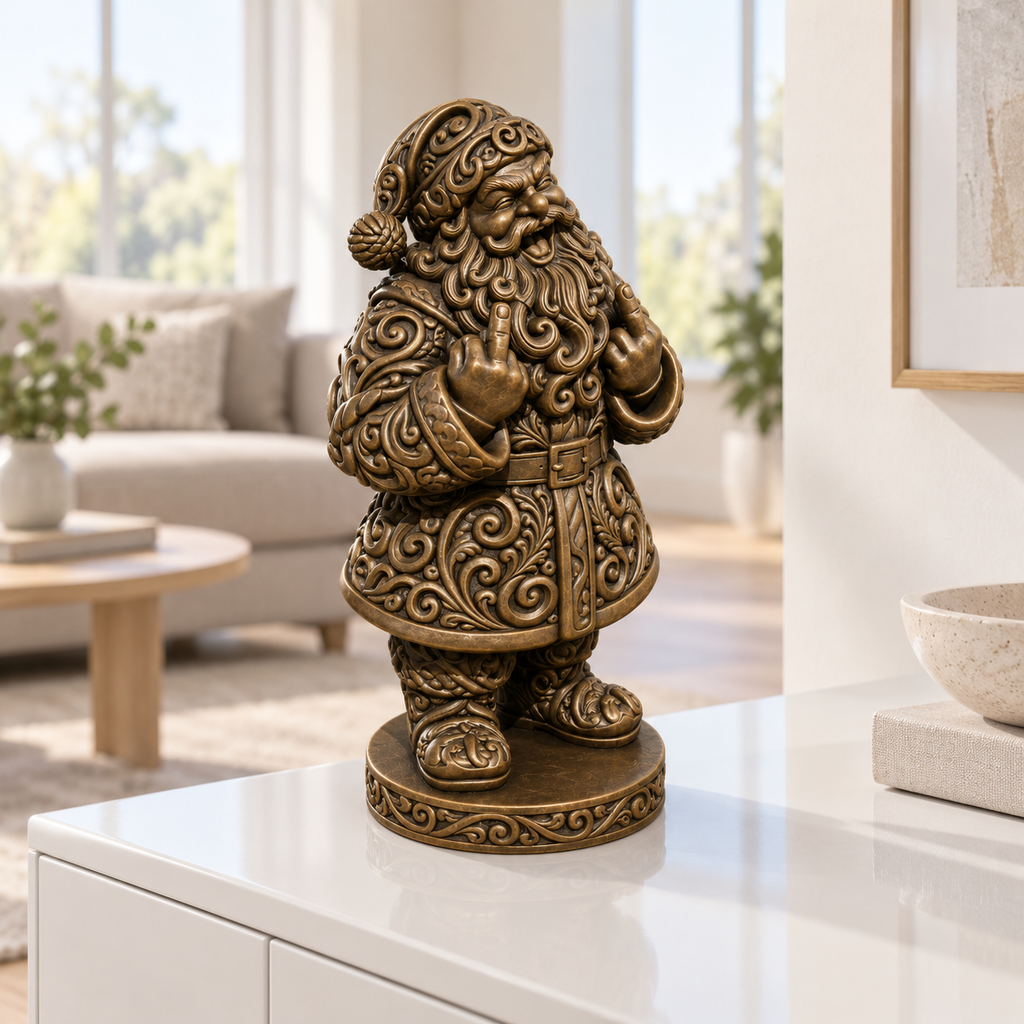 Santa mit Doppelfinger Ornament - Bronze handbemalt Wohnzimmer