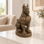 Dobermann sitzend Ornament - Bronze handbemalt Wohnzimmer