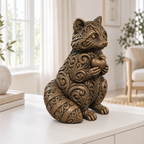 Waschbär mit Apfel Ornament - Bronze handbemalt Wohnzimmer