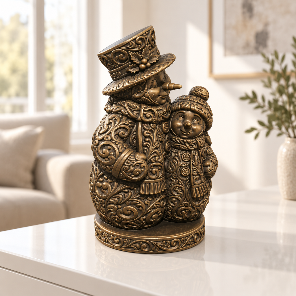 Schneemann-Familie Ornament - Bronze handbemalt Wohnzimmer