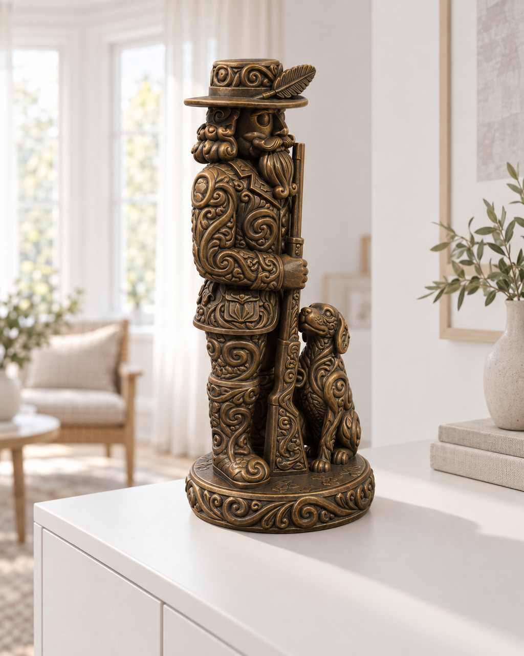 Nussknacker Jäger Ornament - Bronze handbemalt Wohnzimmer