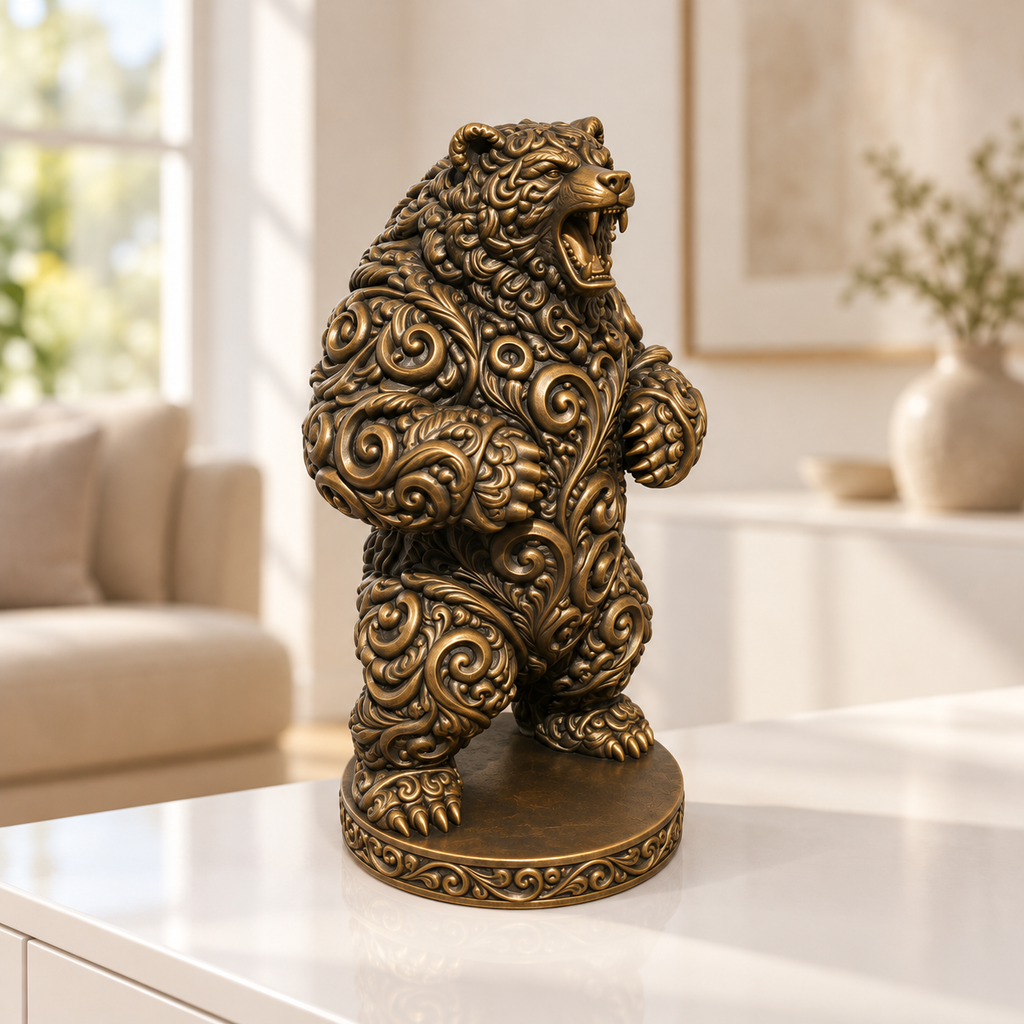 Grizzly aufgerichtet Ornament - Bronze handbemalt Wohnzimmer