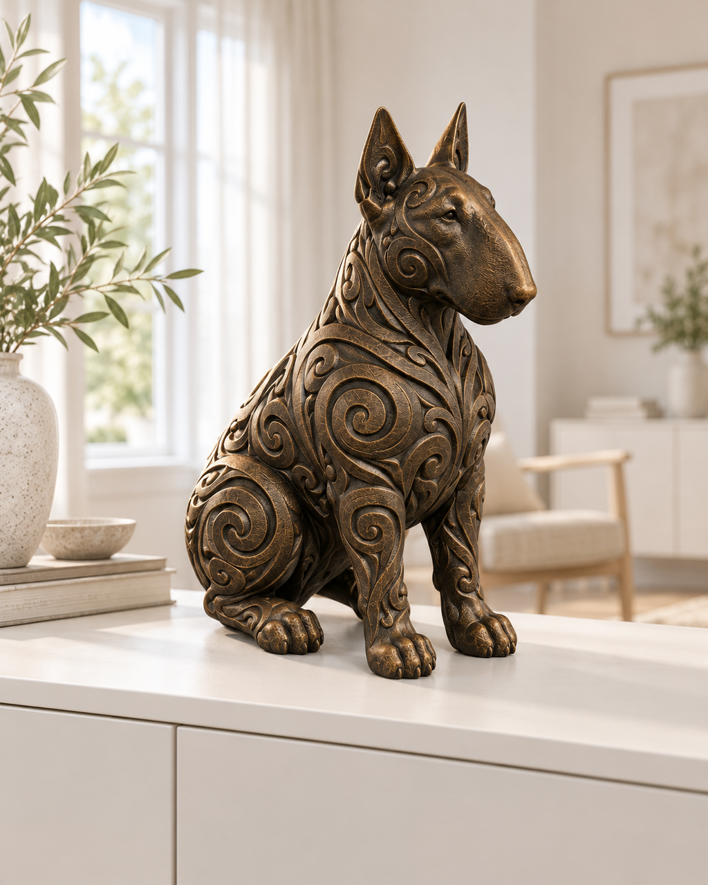 Bullterrier Ornament - Bronze handbemalt Wohnzimmer