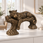 Leopard auf Ast Ornament - Bronze handbemalt Wohnzimmer