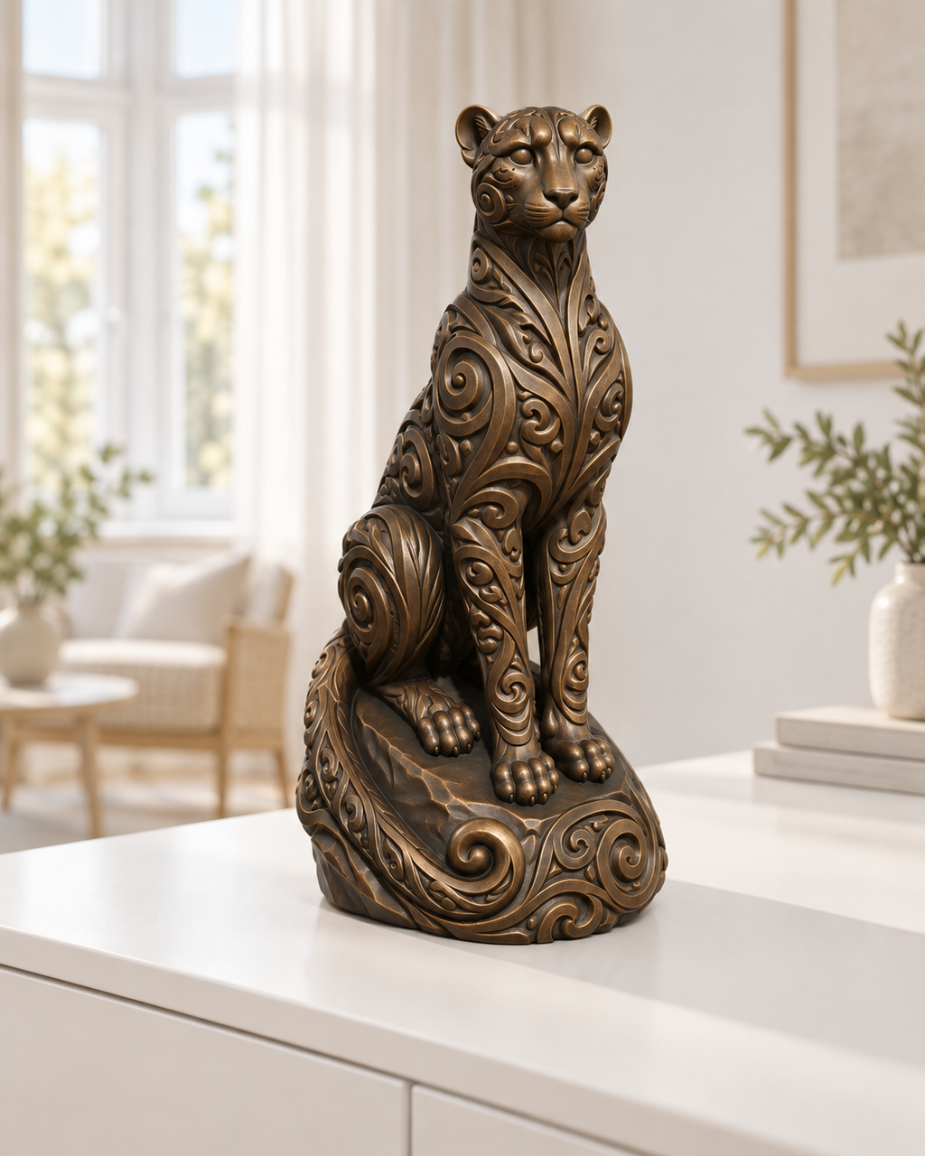 Gepard Ornament - Bronze handbemalt Wohnzimmer
