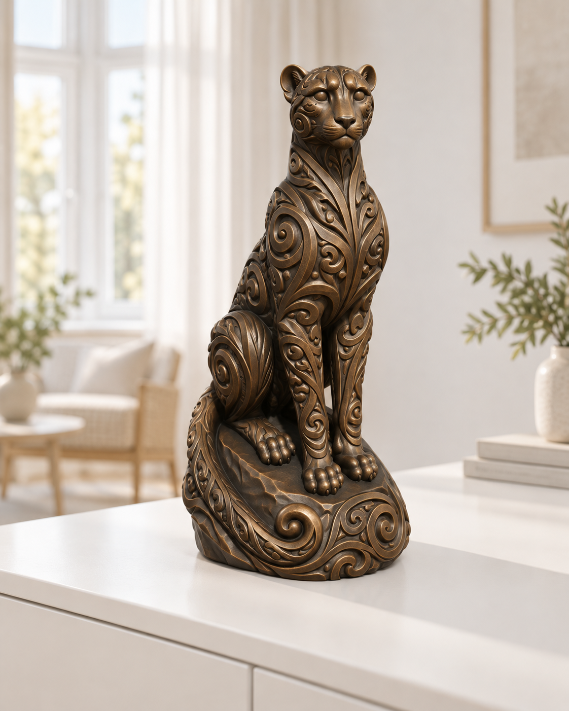 Gepard Ornament - Bronze handbemalt Wohnzimmer