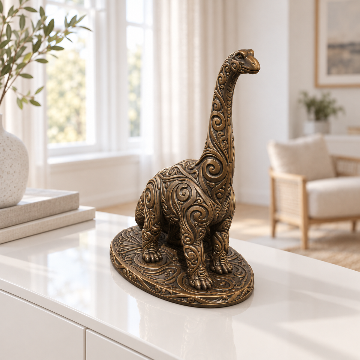Brachiosaurus Ornament - Bronze handbemalt Wohnzimmer