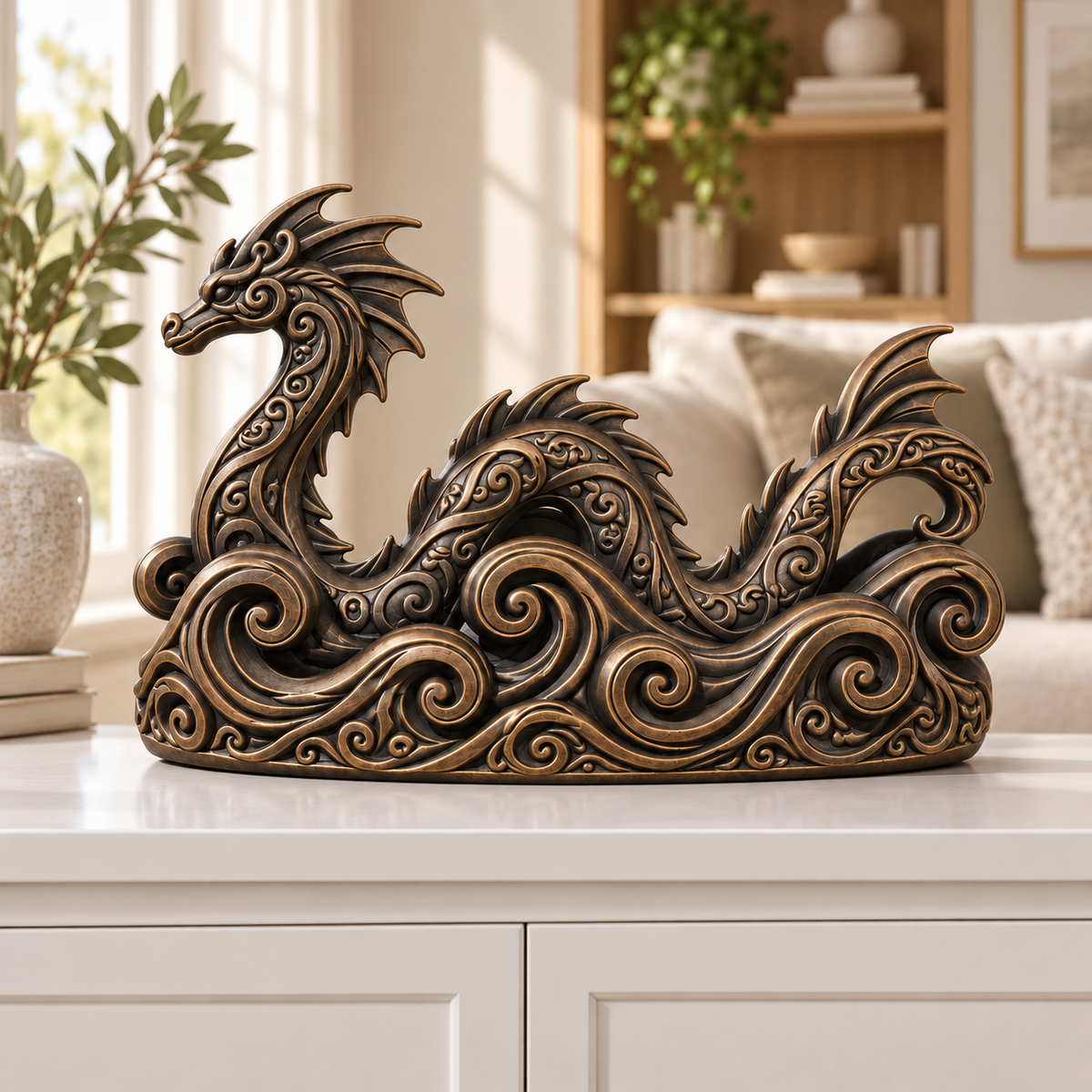 Seedrache Ornament - Bronze handbemalt Wohnzimmer