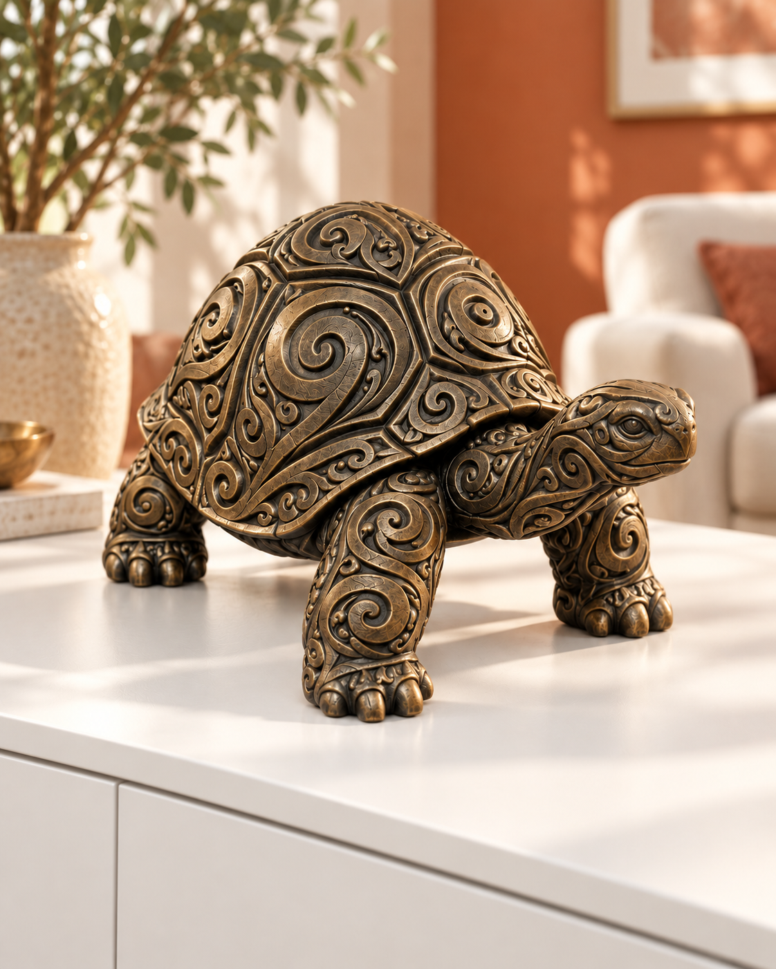 Schildkröte Ornament - Bronze handbemalt Wohnzimmer