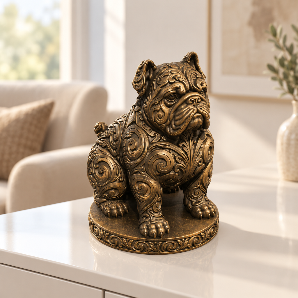 Boston Terrier sitzend Ornament - Bronze handbemalt Wohnzimmer