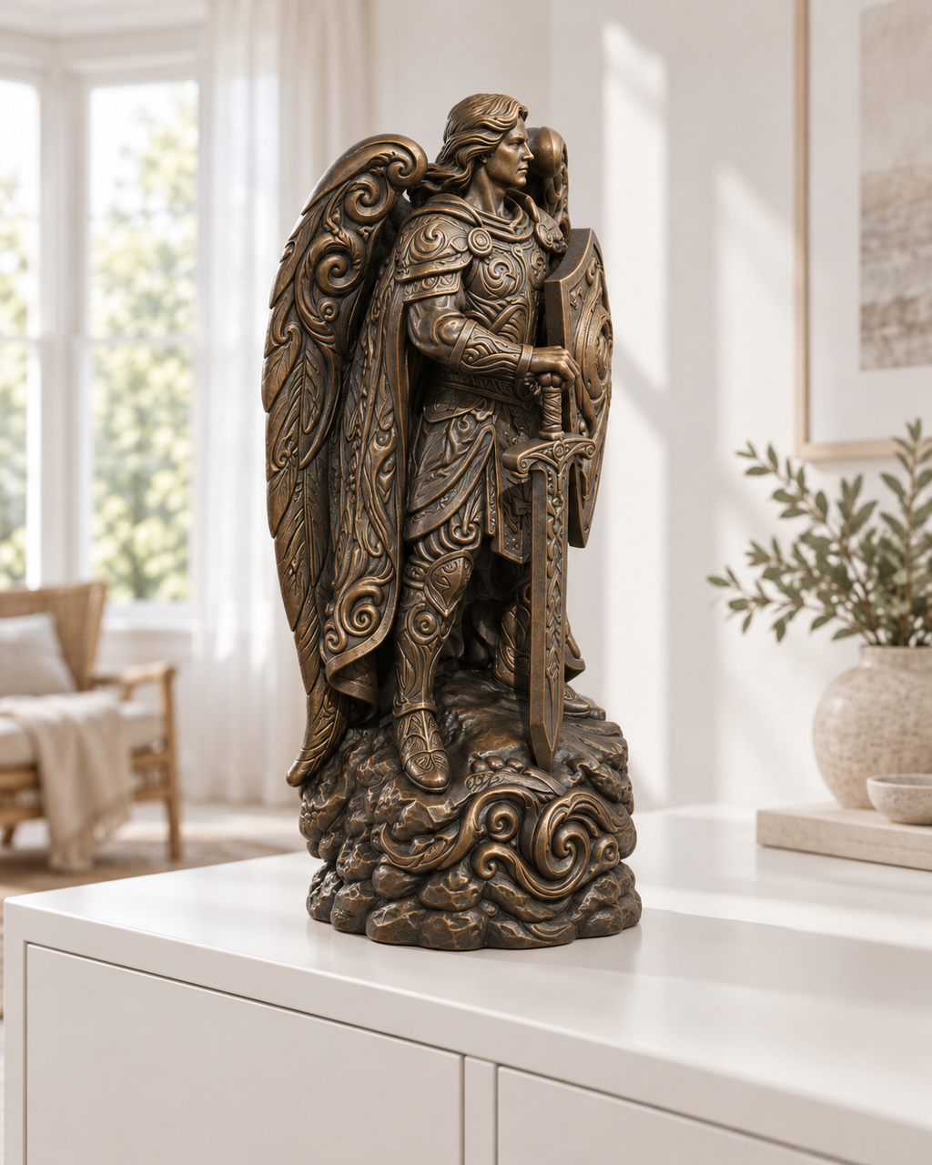 Erzengel Ornament - Bronze handbemalt Wohnzimmer