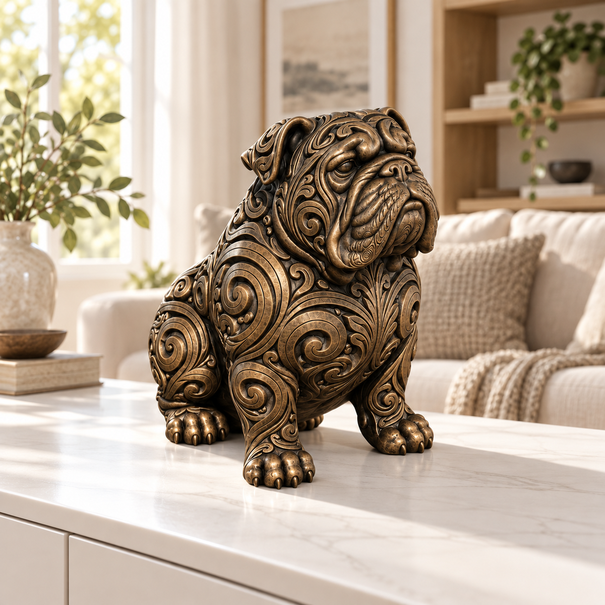 Bulldogge Ornament - Bronze handbemalt Wohnzimmer
