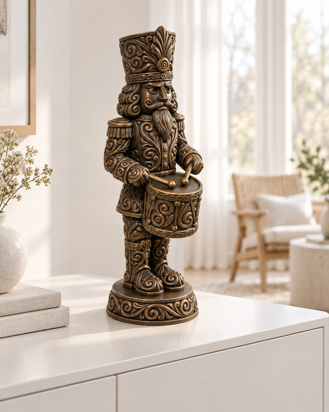 Nussknacker Trommler Ornament - Bronze handbemalt Wohnzimmer