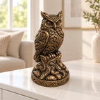 Steinkauz auf Stamm Ornament - Bronze handbemalt Wohnzimmer