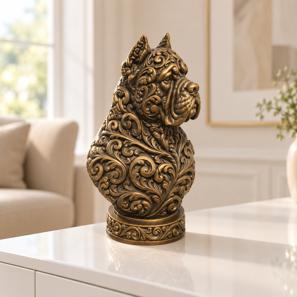 Cane-Corso-Büste Ornament - Bronze handbemalt Wohnzimmer