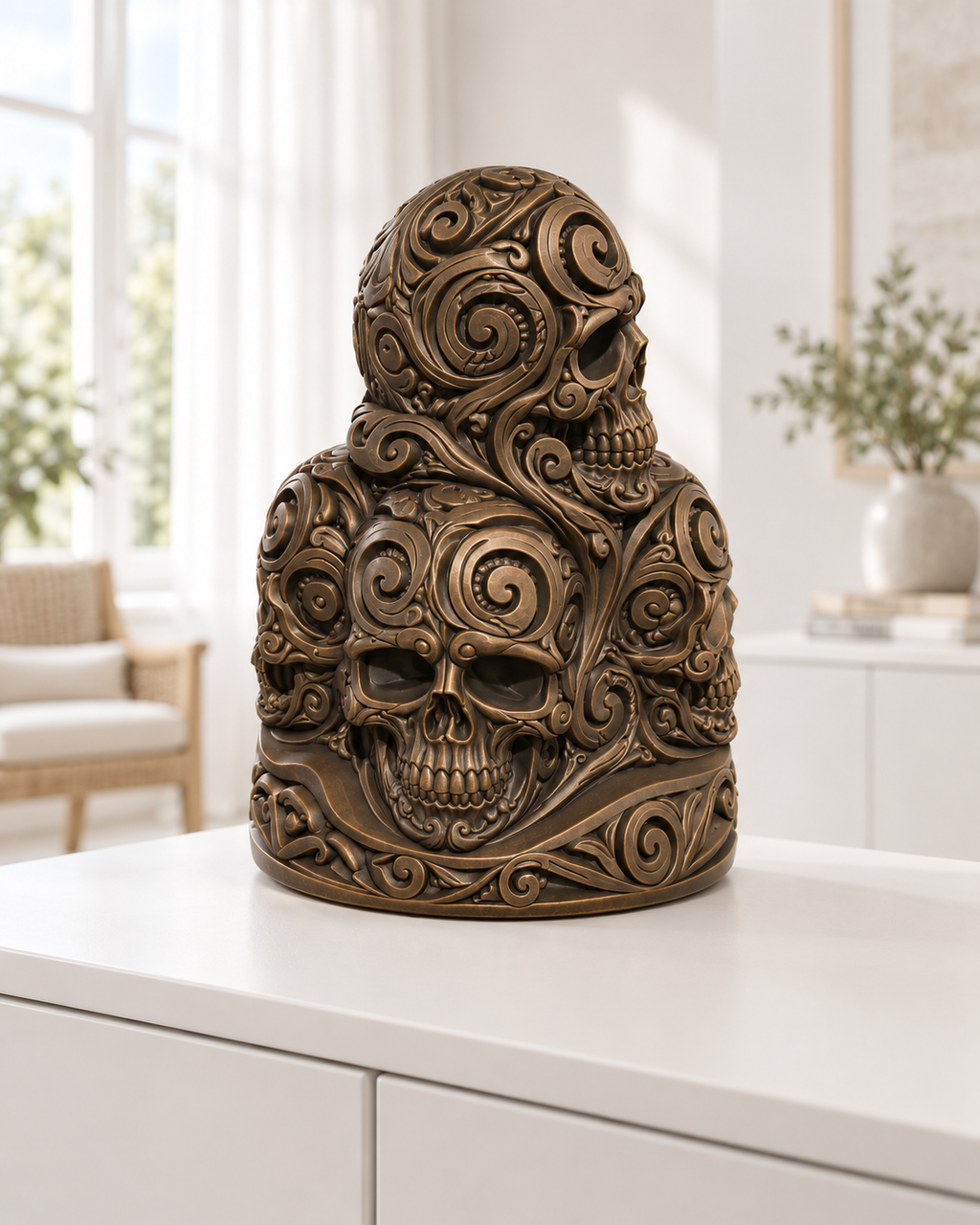 Totenkopfstapel Ornament - Bronze handbemalt Wohnzimmer