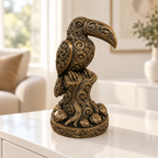 Tukan auf Baumstumpf Ornament - Bronze handbemalt Wohnzimmer