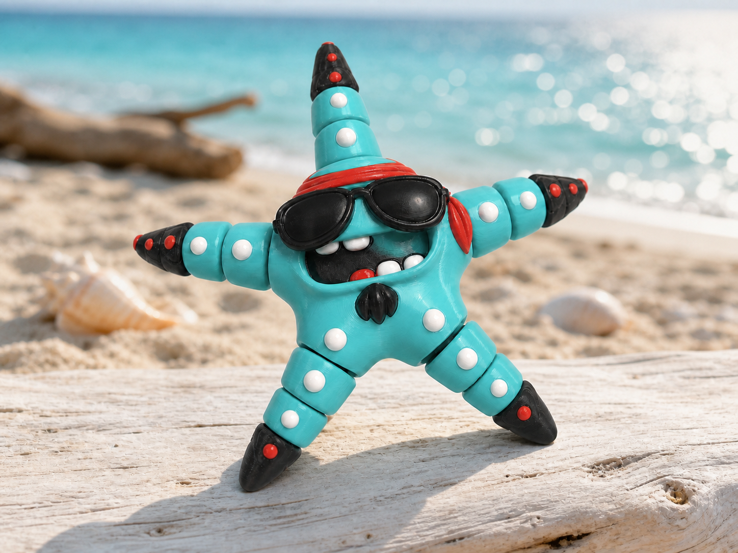 Biker Starfish „Rockstar“ – bewegliche Seestern-Figur FehnFactory