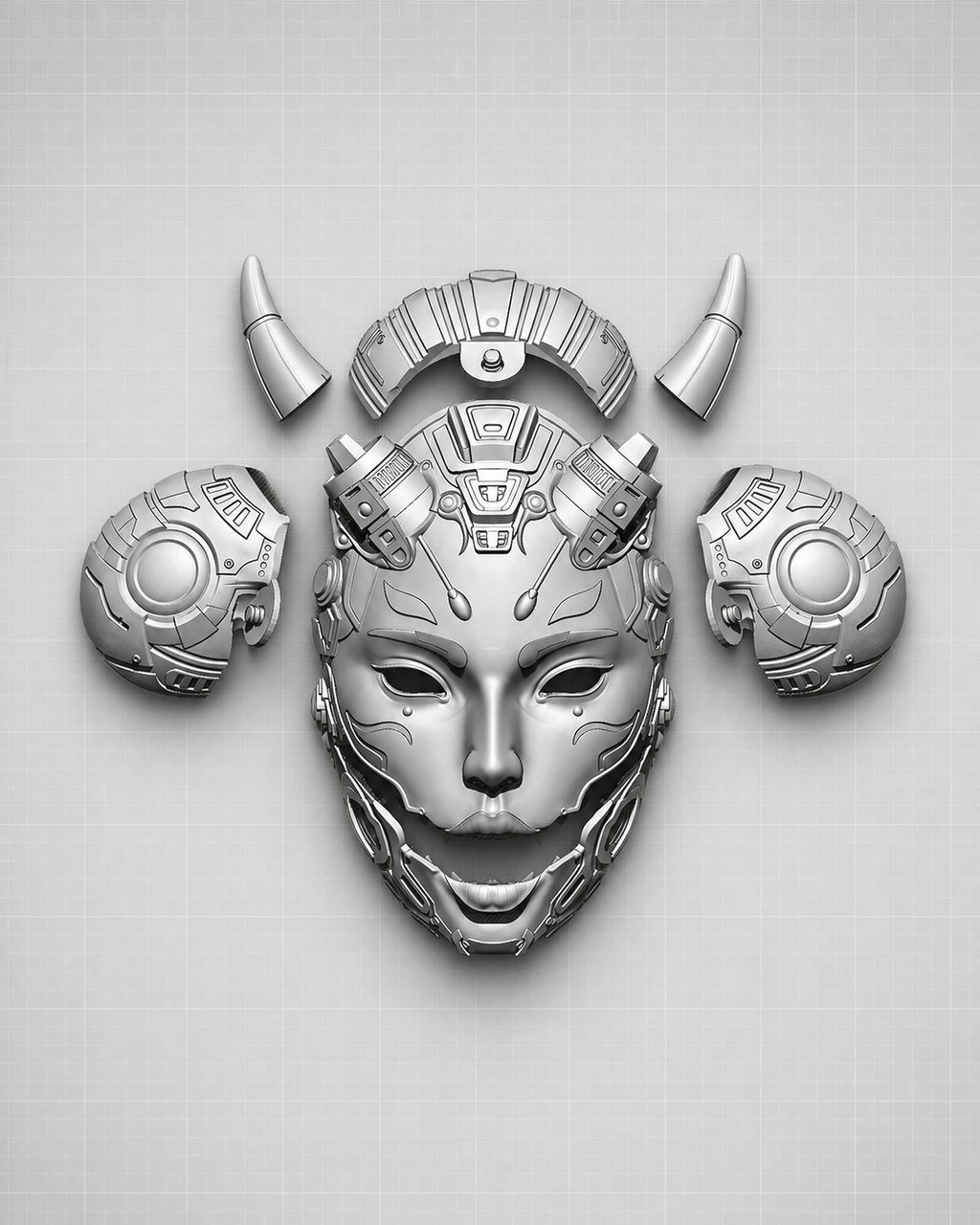 Tetsu Hannya – tragbare Cyber-Yokai-Cosplay-Maske FehnFactory
