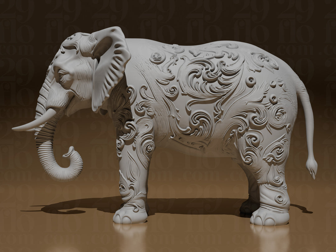 Floral-Elefantenskulptur – Ornamentale Tierfigur FehnFactory