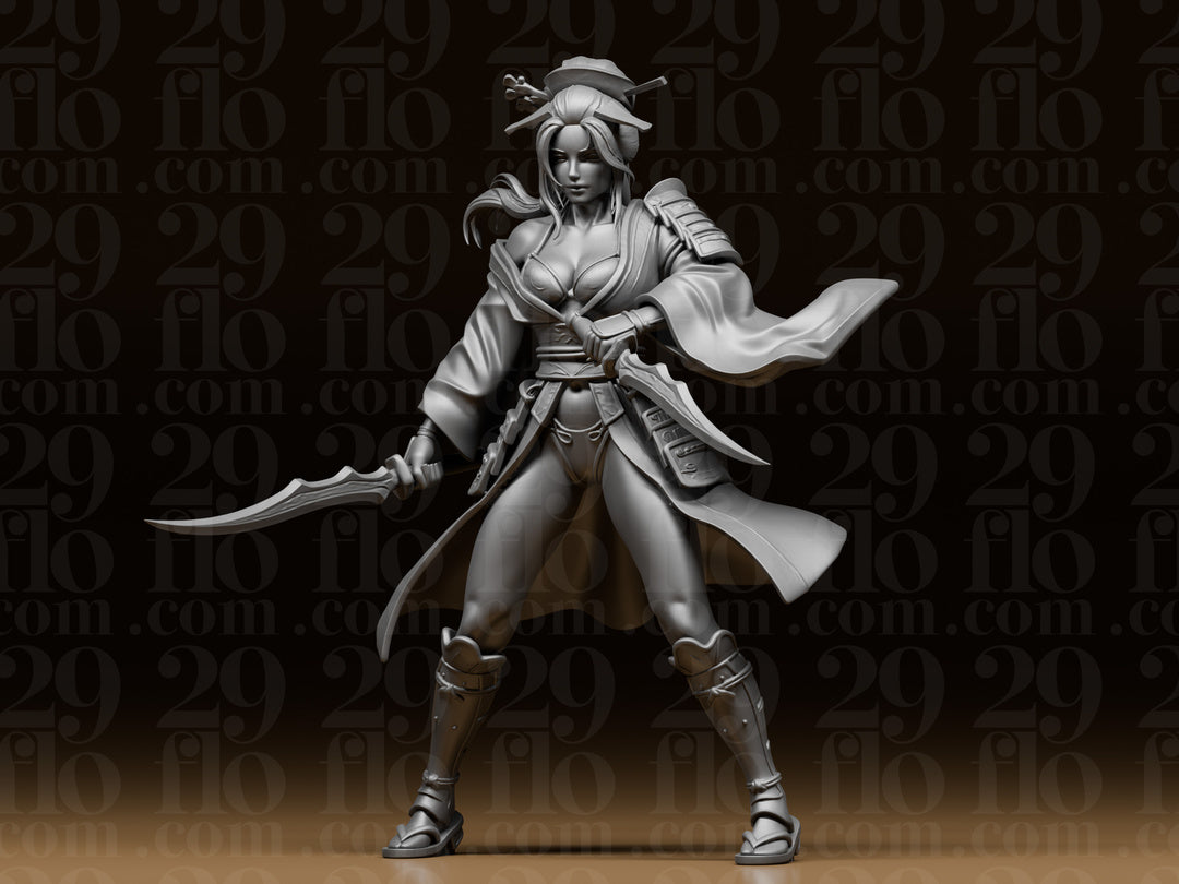 Geisha-Kriegerin mit zwei Schwertern – Fantasy-Figur FehnFactory
