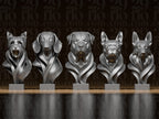 5 moderne Hundebüsten – Yorkshire Terrier, Dackel, Rottweiler, Boston Terrier & Deutscher Schäferhund FehnFactory