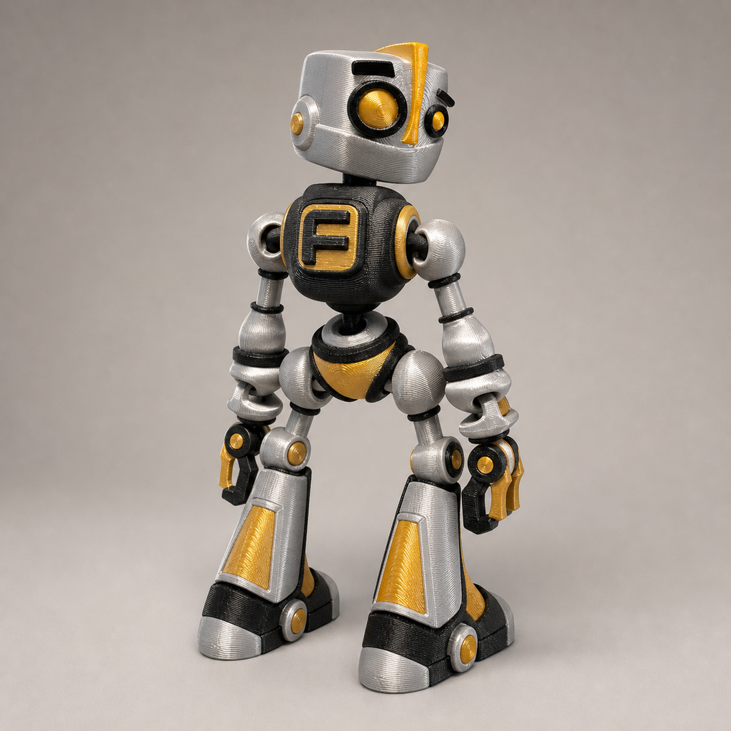 Fokobot – bewegliche Roboterfigur in Silber, Schwarz und Gold, 16,1 cm FehnFactory