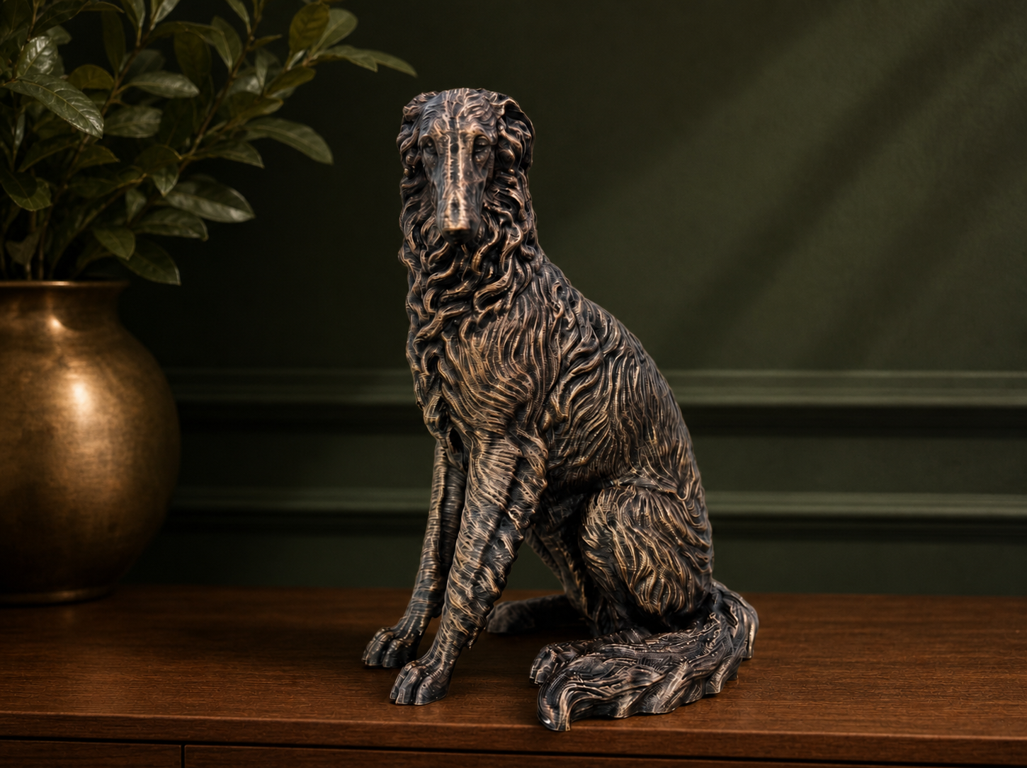 Borzoi – detailreiche sitzende Hundefigur | Geschenk für Windhund-Fans | Made in Germany Fehn-factory.de