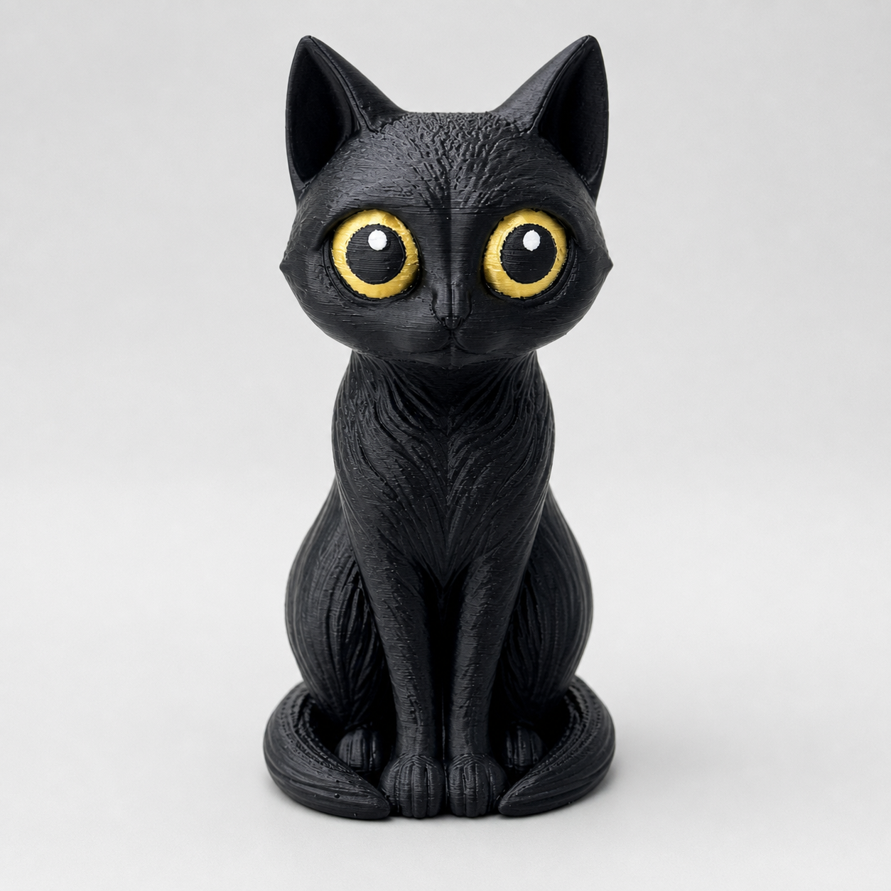 Midnight Moonwatch Cat – Schwarze Katzen-Skulptur FehnFactory