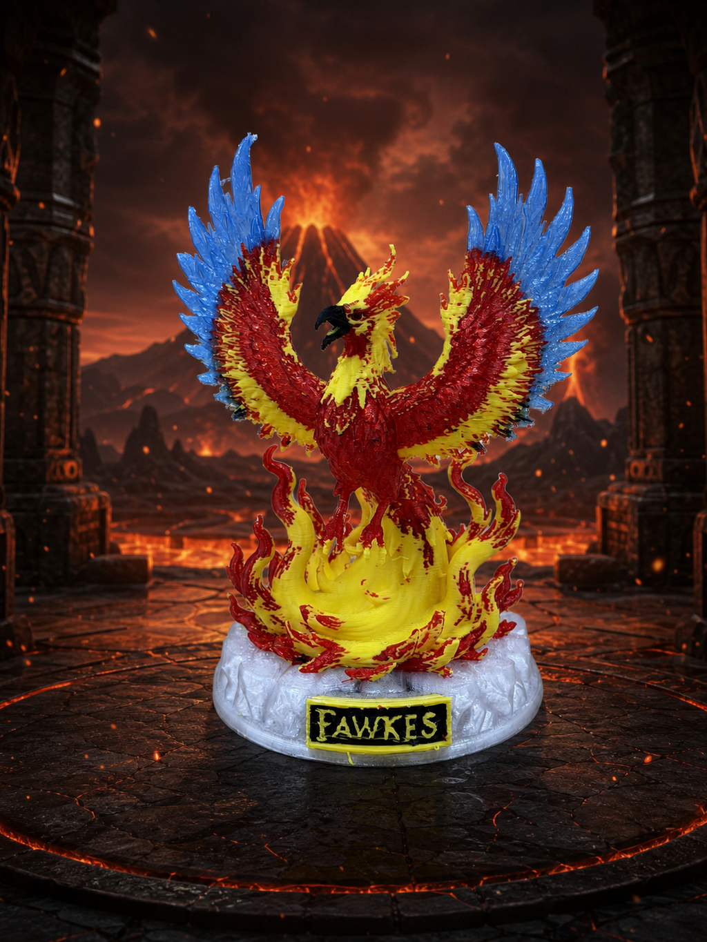 Legendärer Phönix – Mehrfarbige Feuervogel-Skulptur FehnFactory