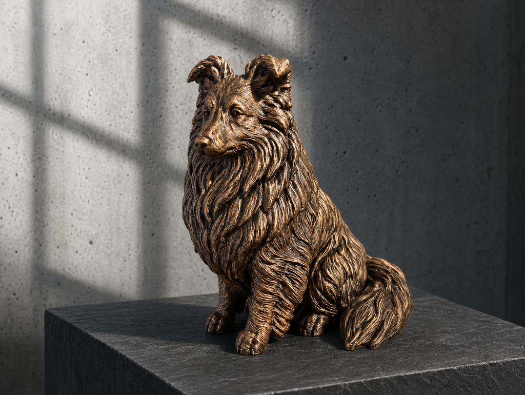 Shetland Sheepdog – detailreiche Sitzfigur mit Langhaar | PLA-3D-Druck | Made in Germany Fehn-factory.de