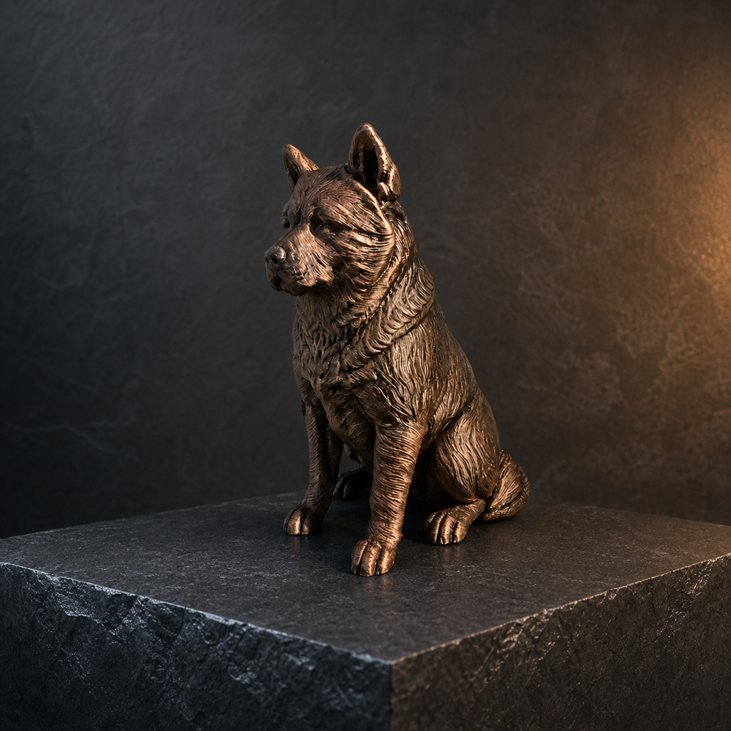 Akita Hundefigur sitzend – Akita Dog Figurine | Japanische Hunderasse Deko | Made in Germany Fehn-factory.de