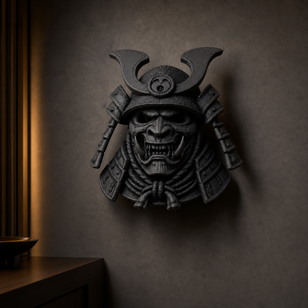 Oni-Samurai – Wandskulptur mit Schlüsselloch-Aufnahme FehnFactory