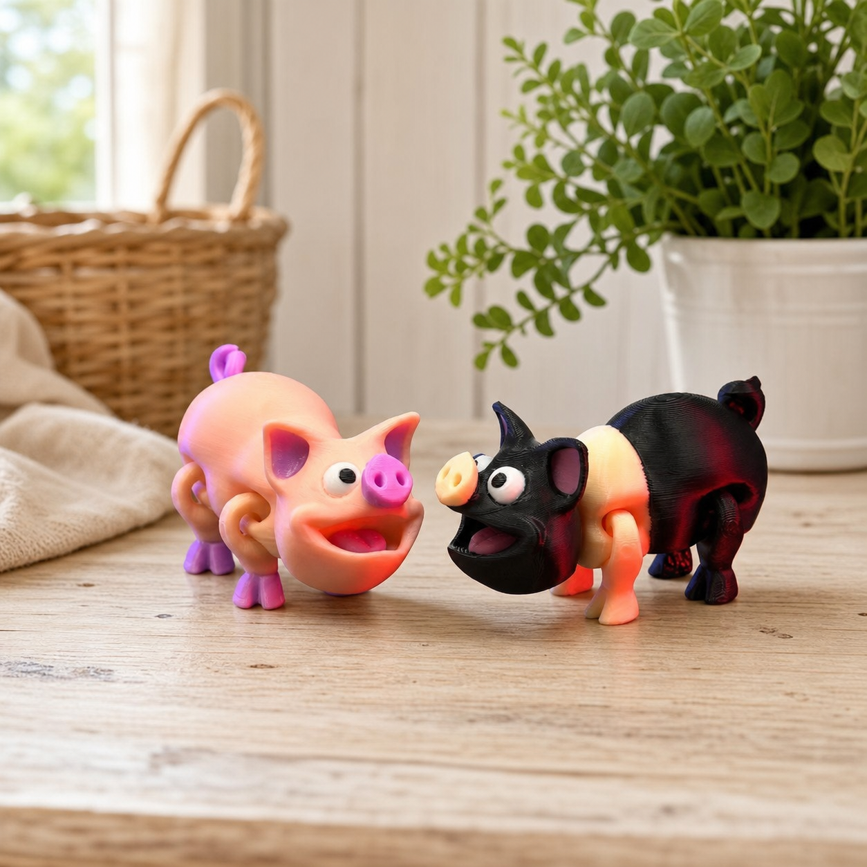 Flexi Mini-Schwein – bewegliche Figur, 4,4 cm FehnFactory