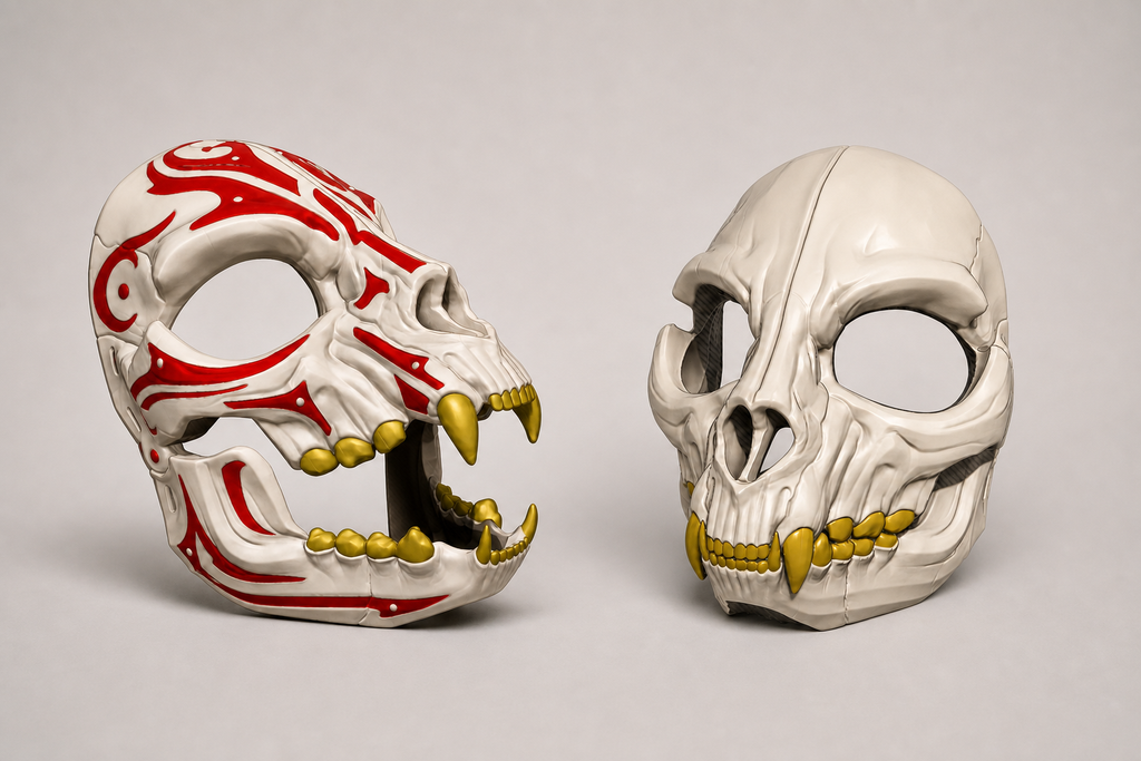 Feline Skull Mask – mehrfarbige Katzen-Totenkopfmaske FehnFactory