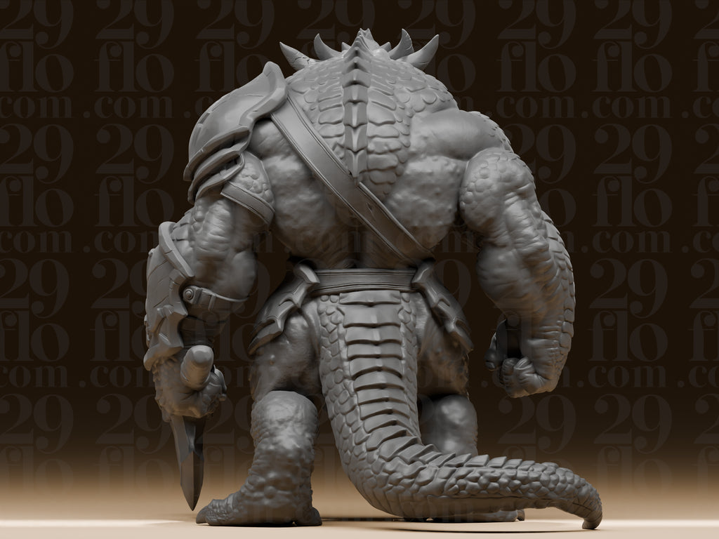 Massiver Dragonborn-Krieger – Fantasy-Skulptur mit Streitaxt FehnFactory