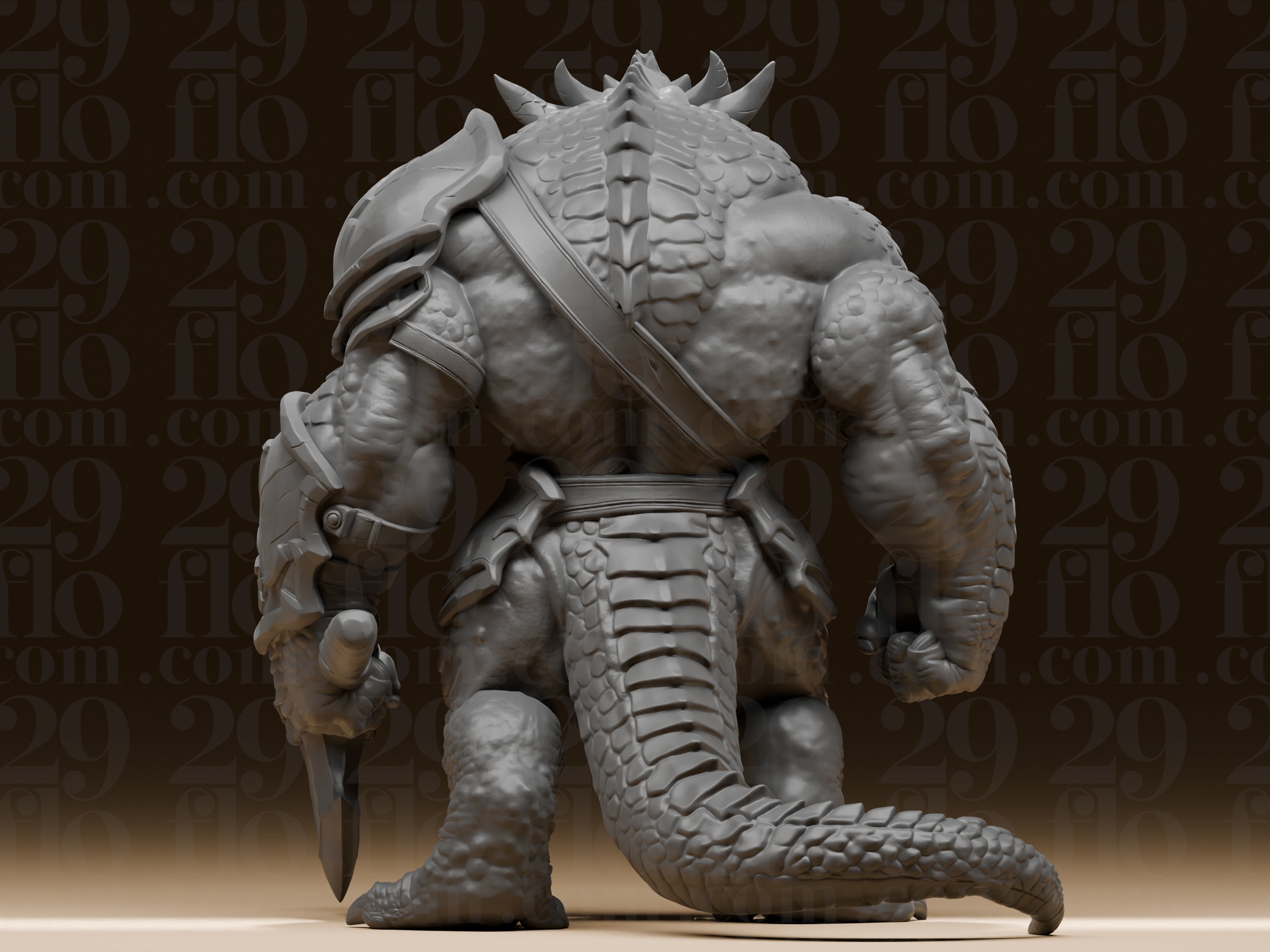 Massiver Dragonborn-Krieger – Fantasy-Skulptur mit Streitaxt FehnFactory