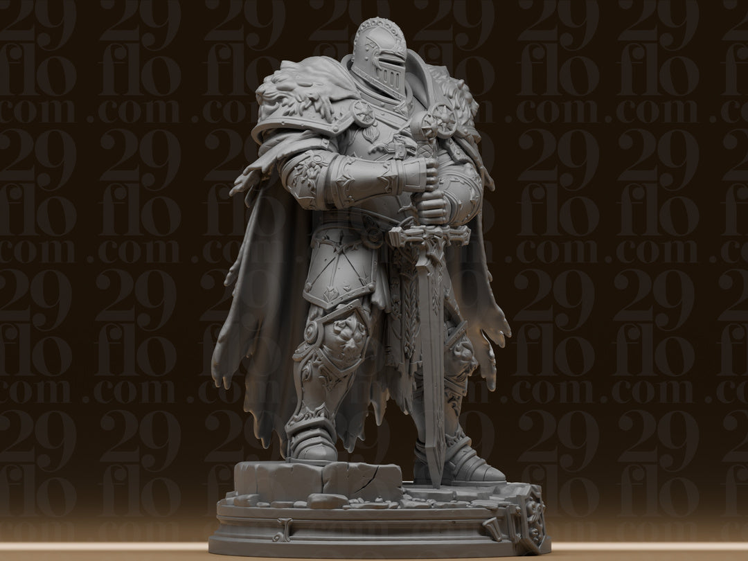 Löwenritter mit Großschwert – Fantasy-Skulptur FehnFactory