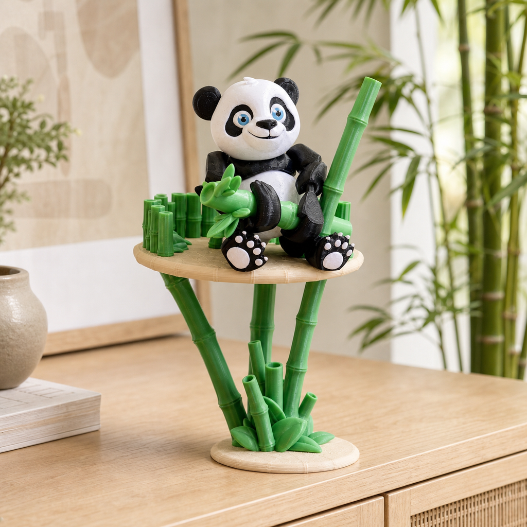 Flexi Panda mit Bambus-Display – bewegliche Tierfigur, 21,4 cm FehnFactory