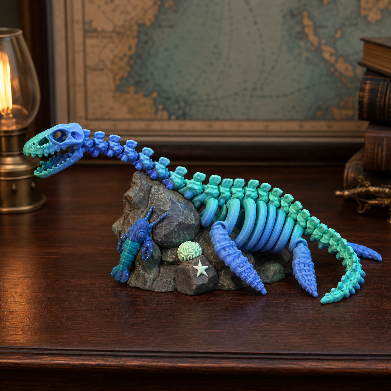 Skeleton Plesiosaurus – bewegliches Meeressaurier-Skelett mit Stand, 28,5 cm FehnFactory