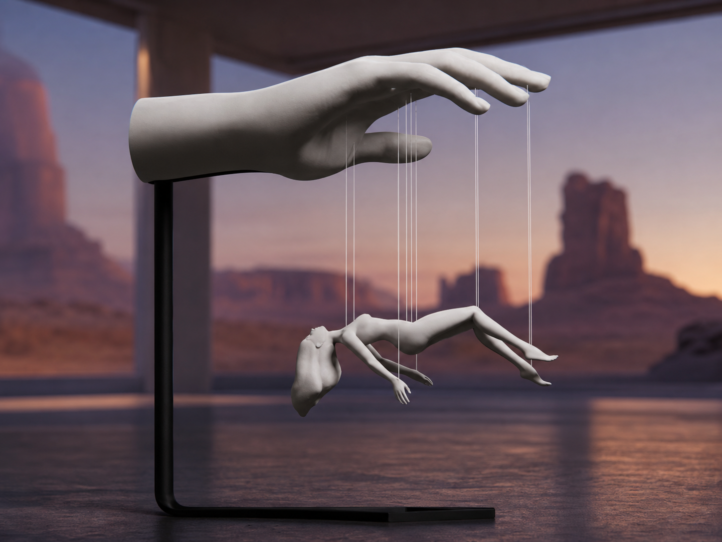Overtaken – Schwebende String-Art-Skulptur FehnFactory