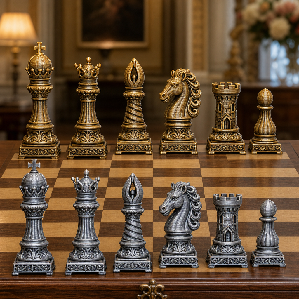 Barock-Schach – 32 handbemalte PLA-Figuren FehnFactory