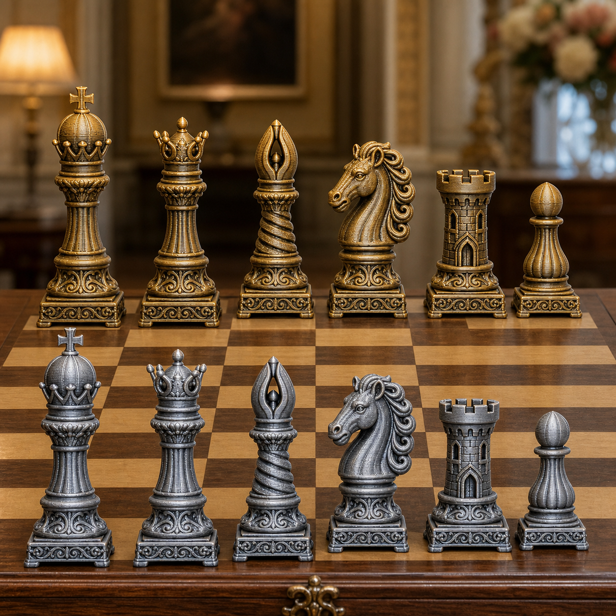 Barock-Schach – 32 handbemalte PLA-Figuren FehnFactory