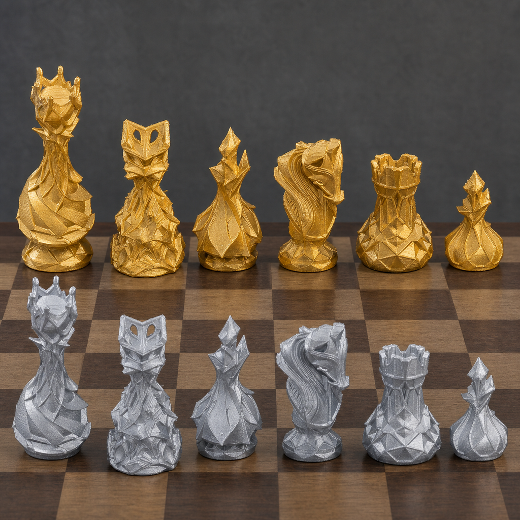 Modernes abstraktes Schach – 32 handbemalte PLA-Figuren FehnFactory