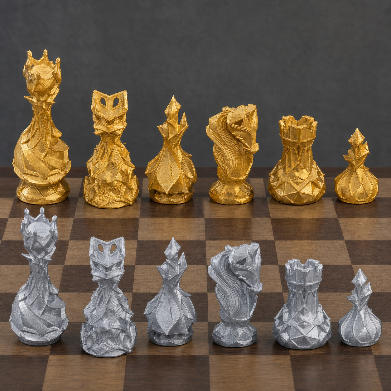 Modernes abstraktes Schach – 32 handbemalte PLA-Figuren FehnFactory