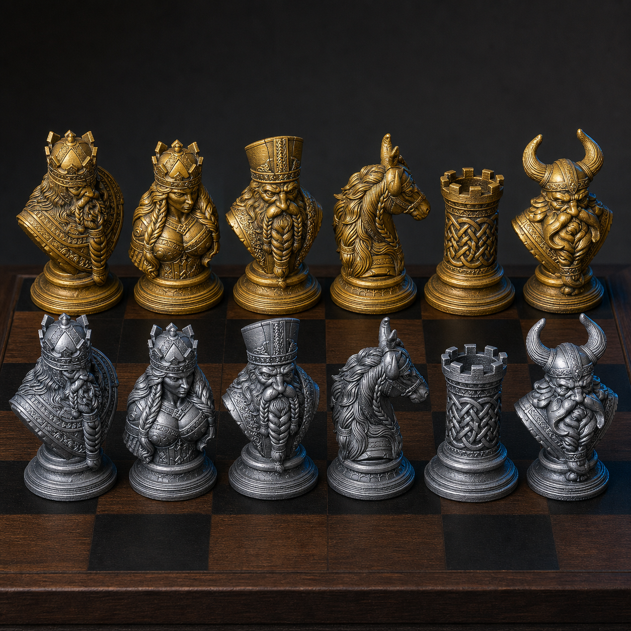 Wikinger-Schach – 32 handbemalte PLA-Figuren FehnFactory