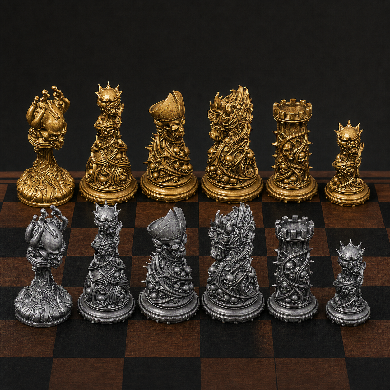 Gothic-Schach – 32 handbemalte PLA-Figuren FehnFactory