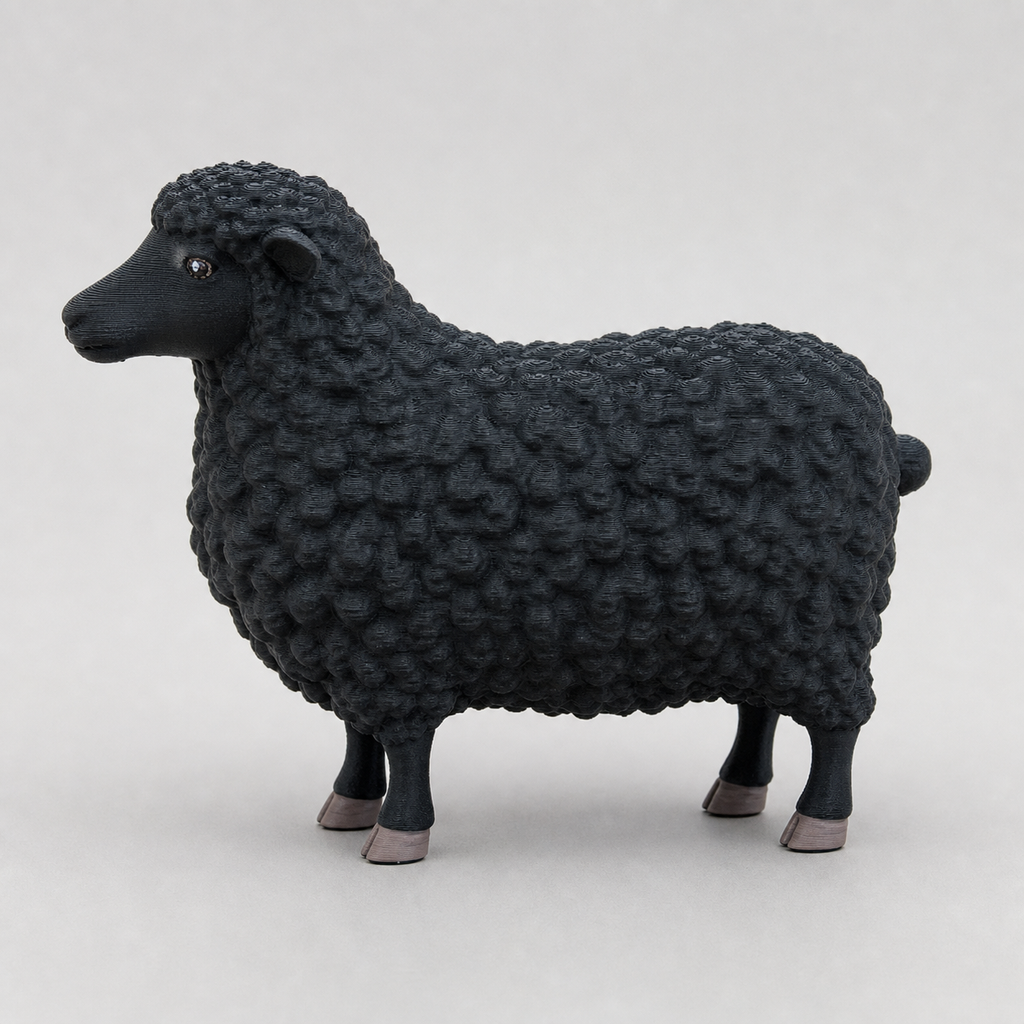 Midnight Fleece Sheep – schwarze Schaf-Skulptur FehnFactory