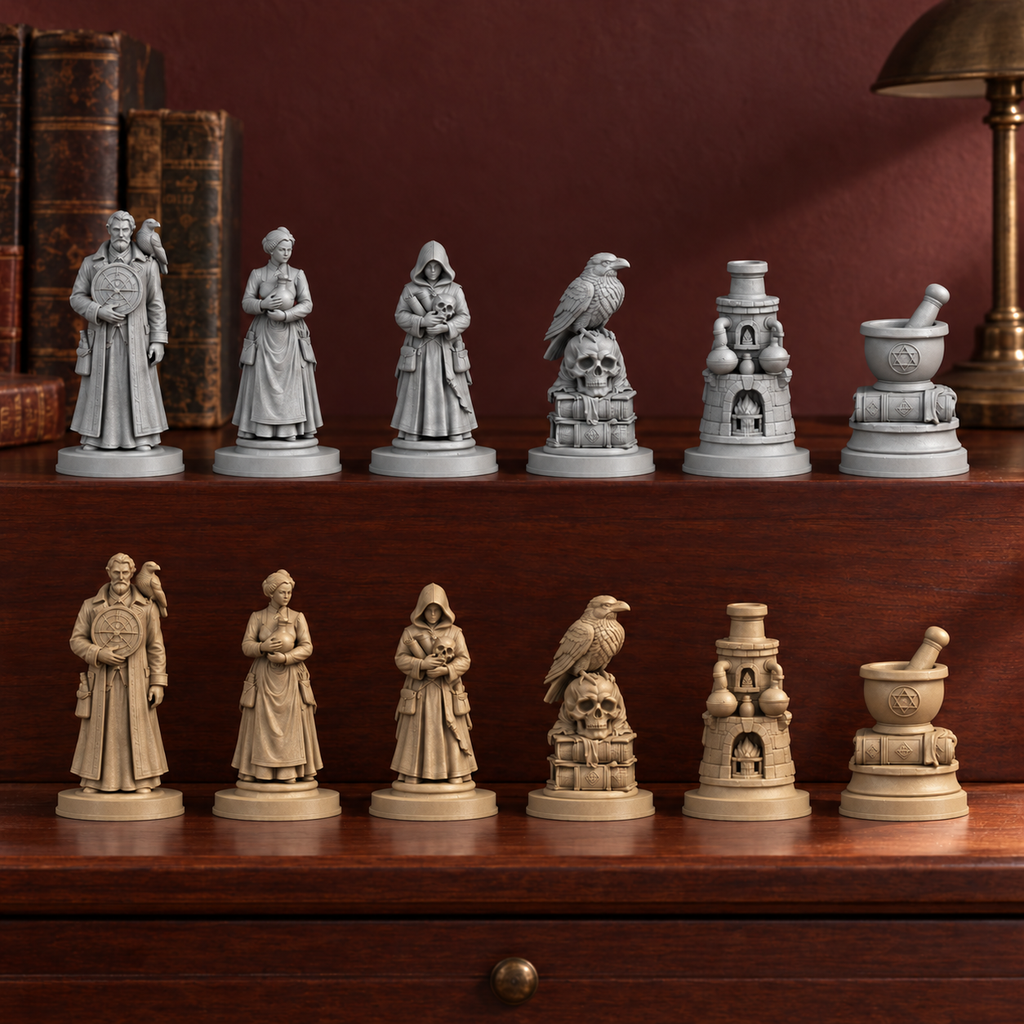 Dark Academia – Alchemie – 03_silber_bronze_handbemalt