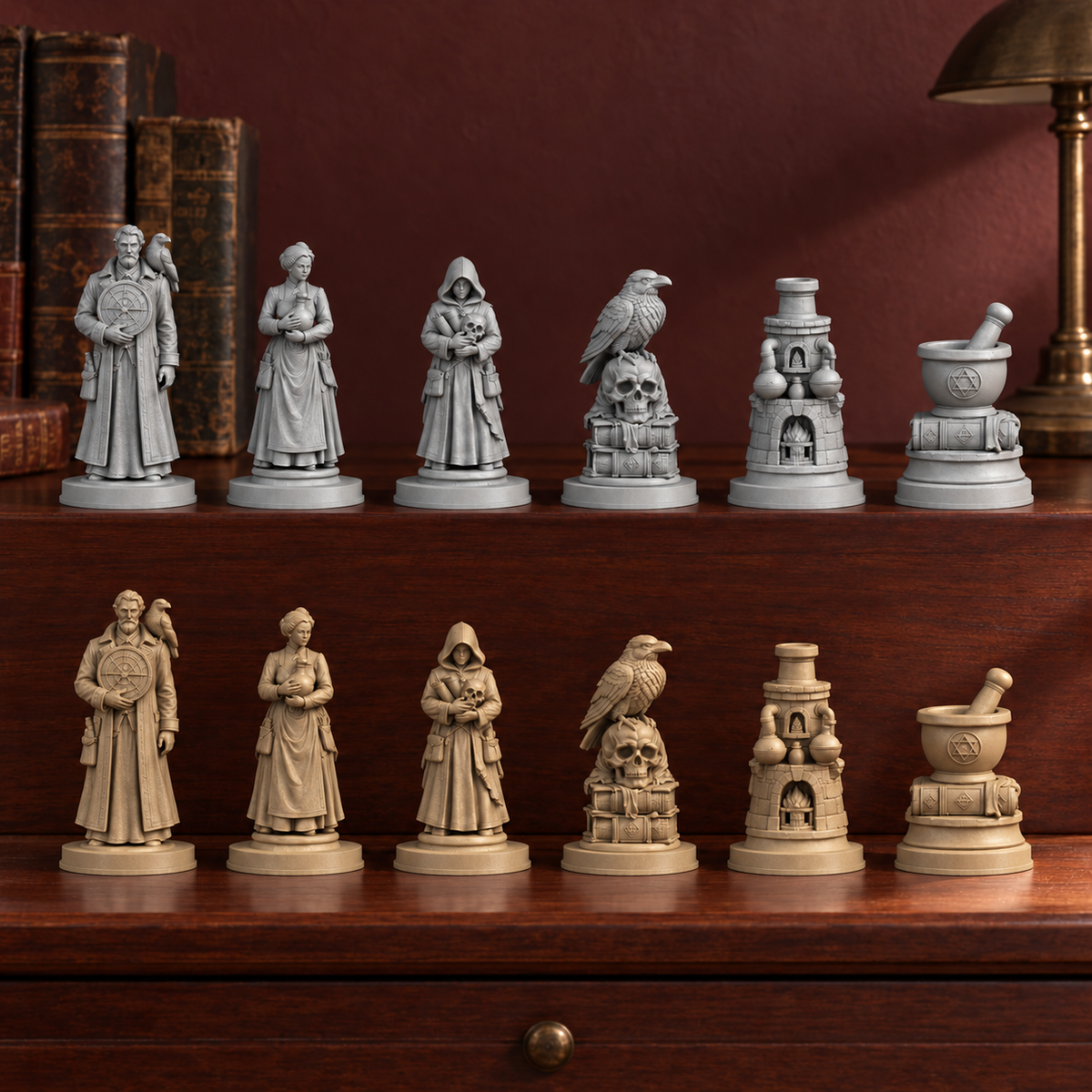 Dark Academia – Alchemie – 03_silber_bronze_handbemalt